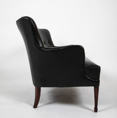 Fritz Henningsen Black Leather Sofa