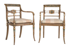 Pair of English Regency Painted Armchairs