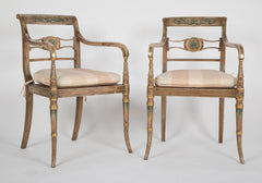 Pair of Early 19th Century English Regency Painted Armchairs