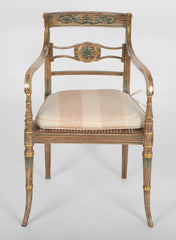 Pair of Early 19th Century English Regency Painted Armchairs