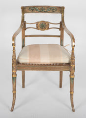 Pair of English Regency Painted Armchairs