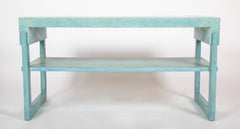 Pair of Turquoise Parchment Two Tier Side Tables by William Haines
