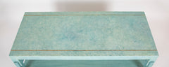 Pair of Turquoise Parchment Two Tier Side Tables by William Haines
