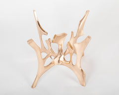 Fred Brouard Square Glass Topped Brass & Bronze Sculptural Low Table
