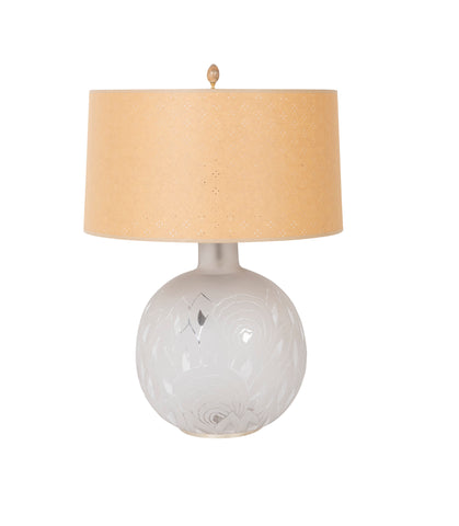 Jean Boris Lacroix Etched Glass Lamp in Rounded Form