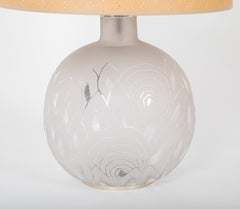 Jean Boris Lacroix Etched Glass Lamp in Rounded Form