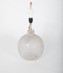Jean Boris Lacroix Etched Glass Lamp in Rounded Form