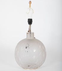 Jean Boris Lacroix Etched Glass Lamp in Rounded Form