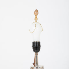 Jean Boris Lacroix Etched Glass Lamp in Rounded Form