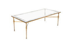 Felix Agostini Glass Top Low Table with Gilt Bronze Frame