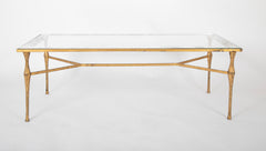 Felix Agostini Glass Top Low Table with Gilt Bronze Frame