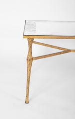 Felix Agostini Glass Top Low Table with Gilt Bronze Frame