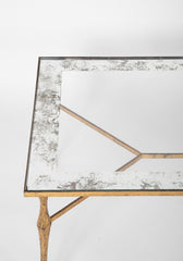 Felix Agostini Glass Top Low Table with Gilt Bronze Frame