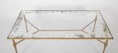 Felix Agostini Glass Top Low Table with Gilt Bronze Frame