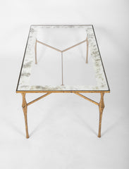 Felix Agostini Glass Top Low Table with Gilt Bronze Frame