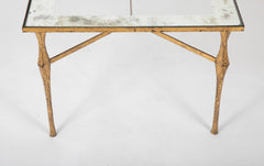 Felix Agostini Glass Top Low Table with Gilt Bronze Frame