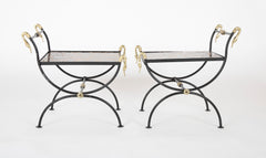 Three Piece Iron and Brass Coffee Table with Versace Insets