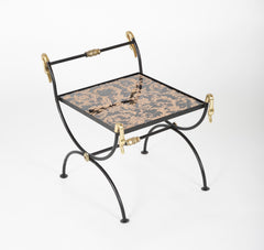 Three Piece Iron and Brass Coffee Table with Versace Insets