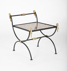 Three Piece Iron and Brass Coffee Table with Versace Insets