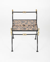Three Piece Iron and Brass Coffee Table with Versace Insets
