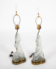 Pair of Scarpa & Venini Murano glass lamps