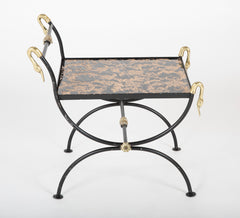 Three Piece Iron and Brass Coffee Table with Versace Insets