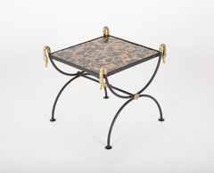 Three Piece Iron and Brass Coffee Table with Versace Insets