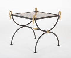 Three Piece Iron and Brass Coffee Table with Versace Insets
