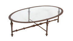 A Mid-Century Iron and Glass Oval Coffee Table