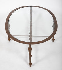 A Mid-Century Iron and Glass Oval Coffee Table