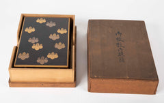 Black Lacquer Japanese Ink Stone Box in Presentation Case