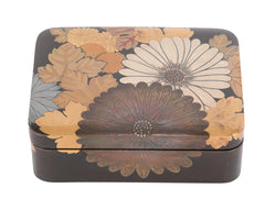 Japanese Black Lacquer Box with Silver Inlay