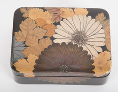 Japanese Black Lacquer Box with Silver Inlay