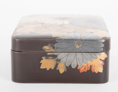 Japanese Black Lacquer Box with Silver Inlay