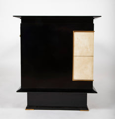 French Mid 20th Century Black Lacquer and Parchment Desk
