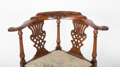 English George II Chippendale Mahogany Ball & Claw Corner Chair