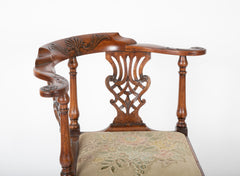 English George II Chippendale Mahogany Ball & Claw Corner Chair