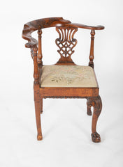 English George II Chippendale Mahogany Ball & Claw Corner Chair