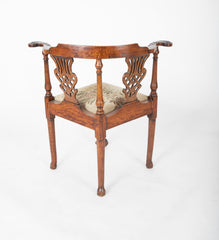 English George II Chippendale Mahogany Ball & Claw Corner Chair