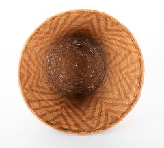 Kuba Lidded Woven Basket with Abstract Stitch Design