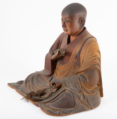 Japanese Carved Wooden Monk