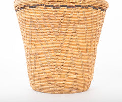 Kuba Lidded Woven Basket with Abstract Stitch Design