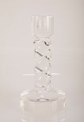 Pair of Steuben Crystal Twist Candlesticks
