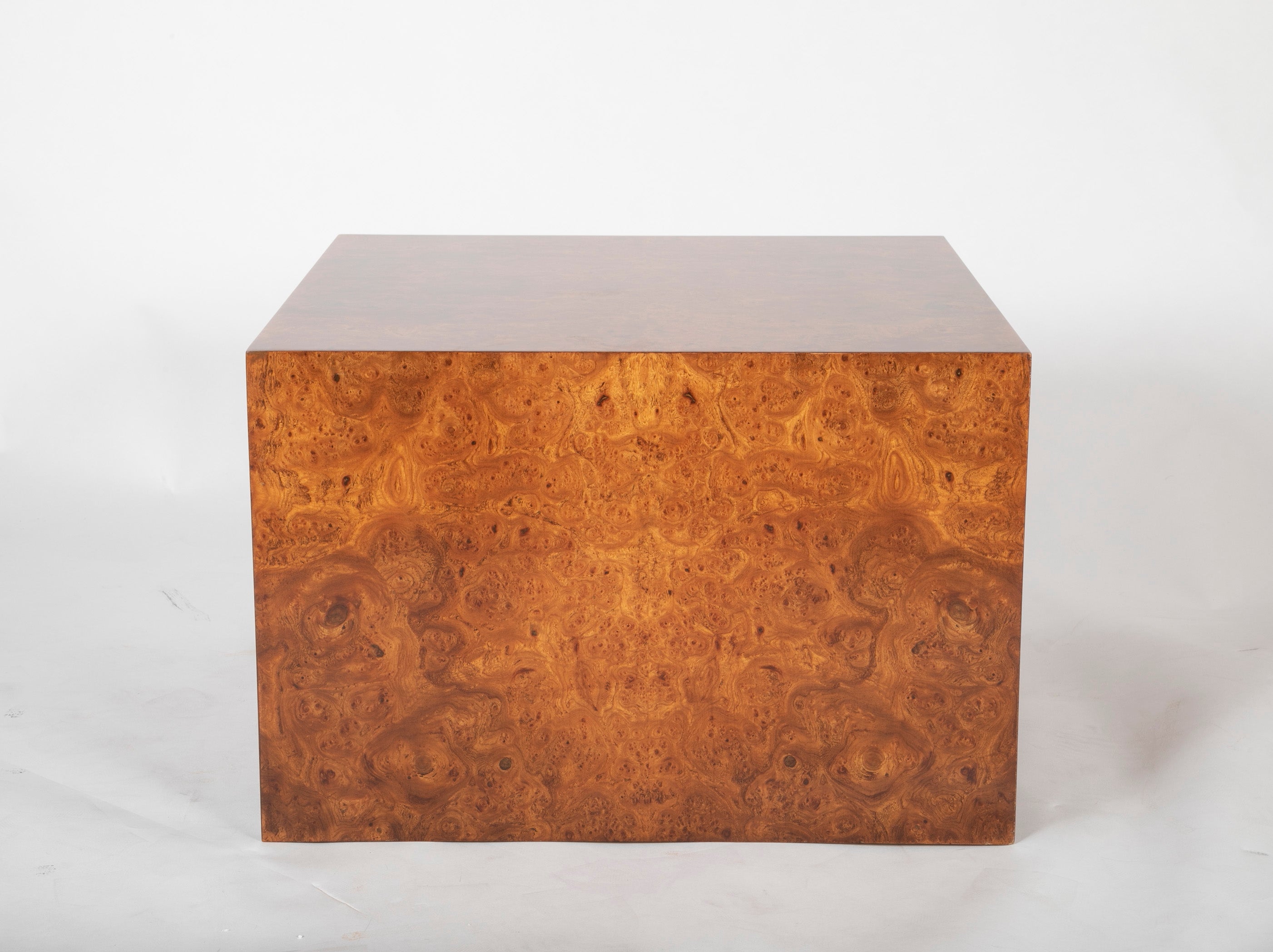 A Burl Pedestal End Table Attributed to Milo Baughman