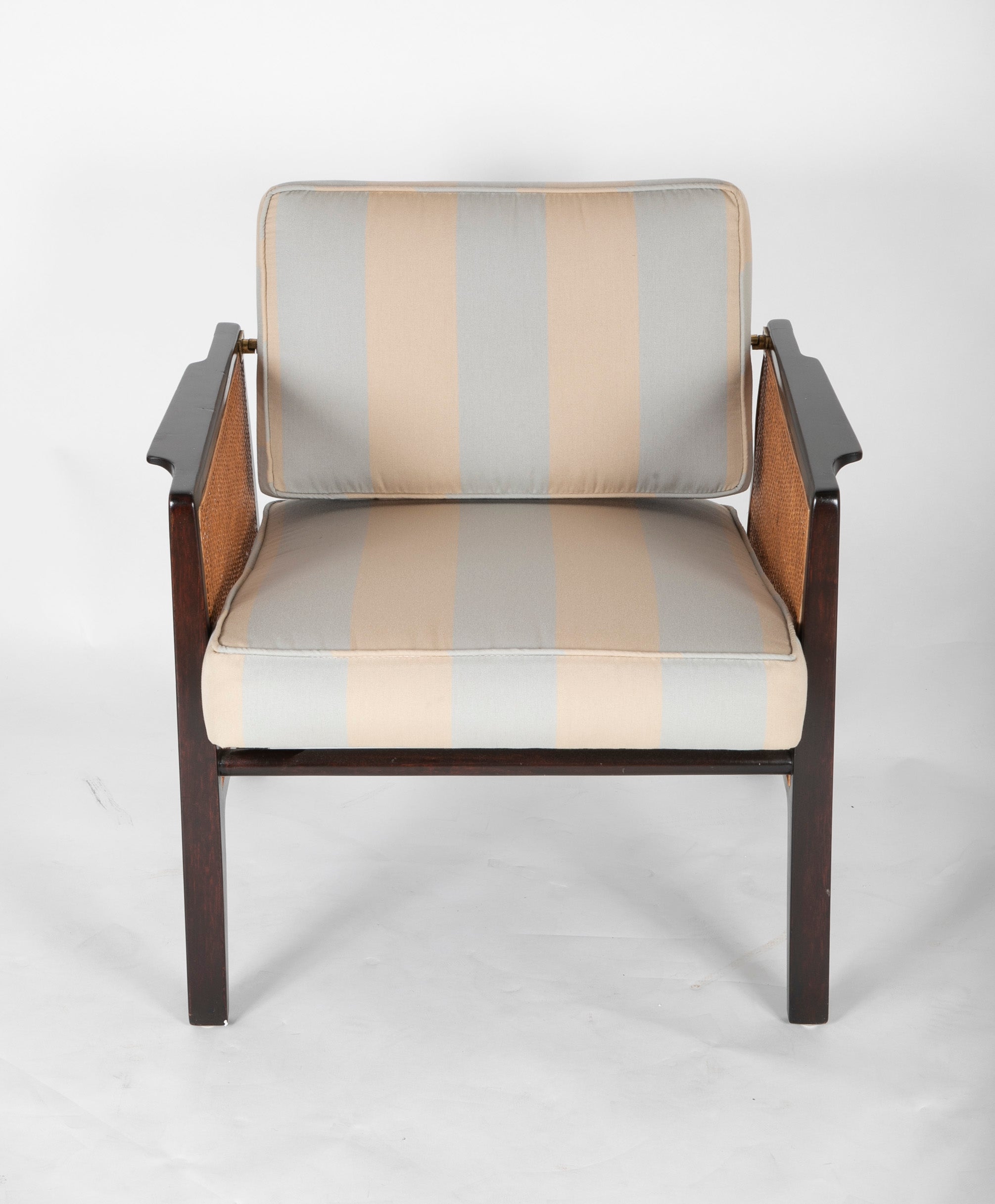 Caned and Ebonized Arm Chair Designed by Edward Wormley