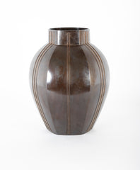 Large Bronze Six-Corned Flower Vase with Chain Pattern by Aida Tomiyasu
