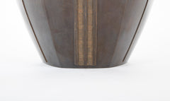Large Bronze Six-Corned Flower Vase with Chain Pattern by Aida Tomiyasu