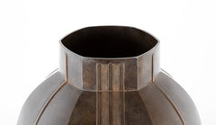 Large Bronze Six-Corned Flower Vase with Chain Pattern by Aida Tomiyasu