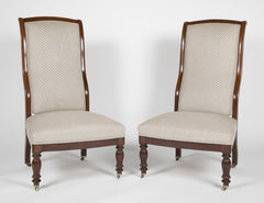 Matched Pair of Early Louis Philippe Mahogany Slipper Chairs