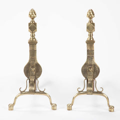 Pair of 19th Century English Etched Brass Andirons